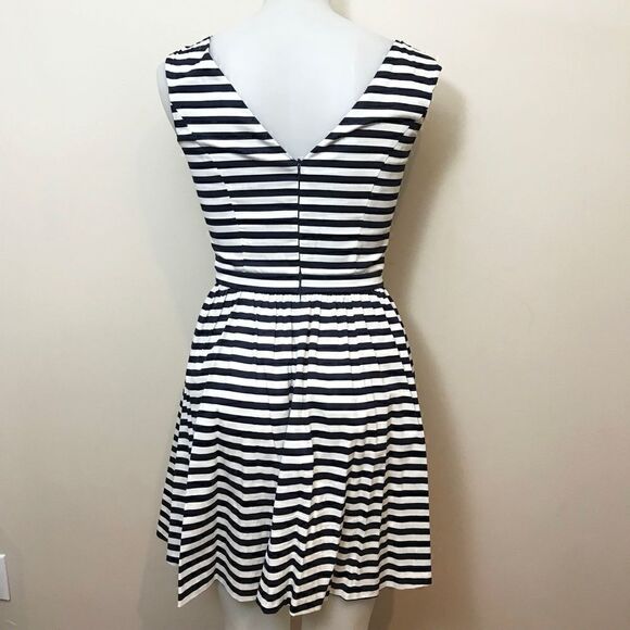 𝅺WOVEN Navy And White Stripe Zara Skater Dress - Picture 2 of 7